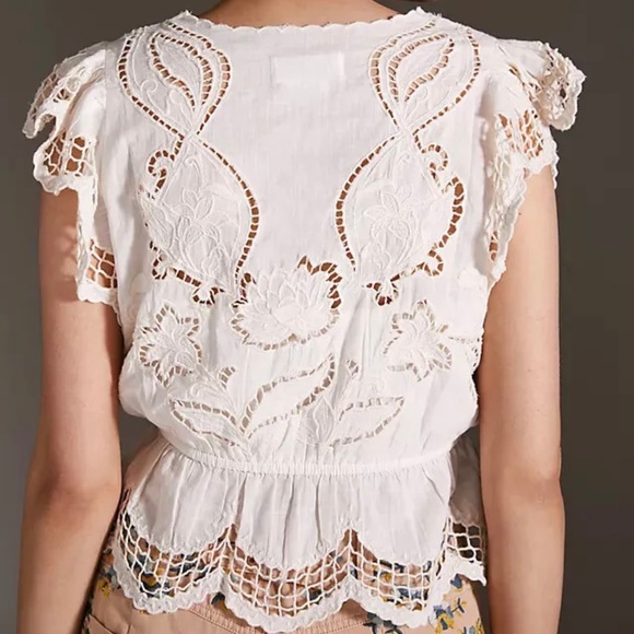 Anthropologie Lace V-Neck Blouse - Picture 2 of 8